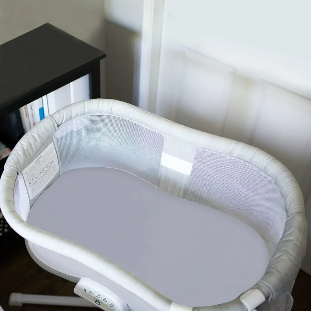 White and Gray 2ct Fitted Bassinet Sheets